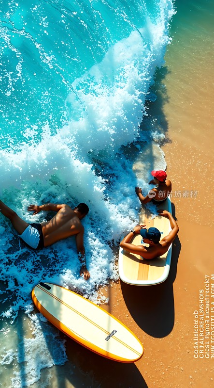 冲浪者与海浪共舞