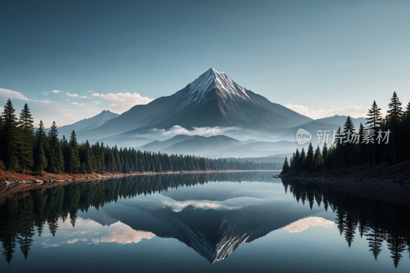 一座山倒映在水中高清风景图片