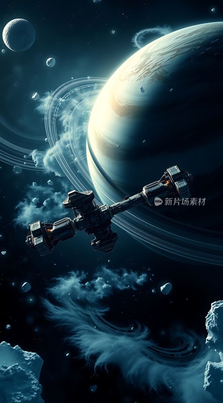 星际探索太空站与神秘行星