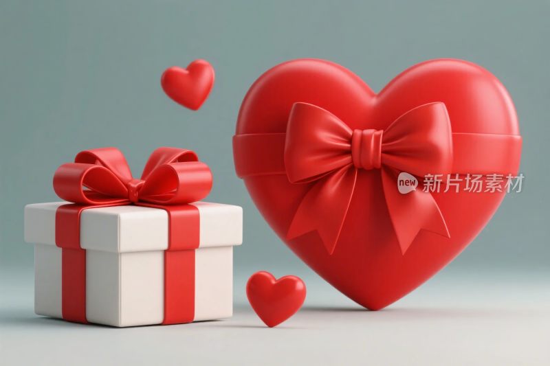 红色爱心礼盒小爱心插画