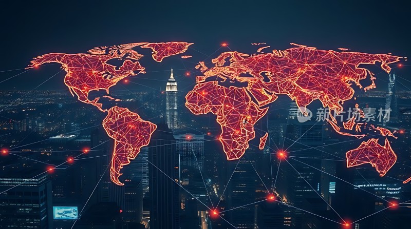 全球网络互联城市夜景