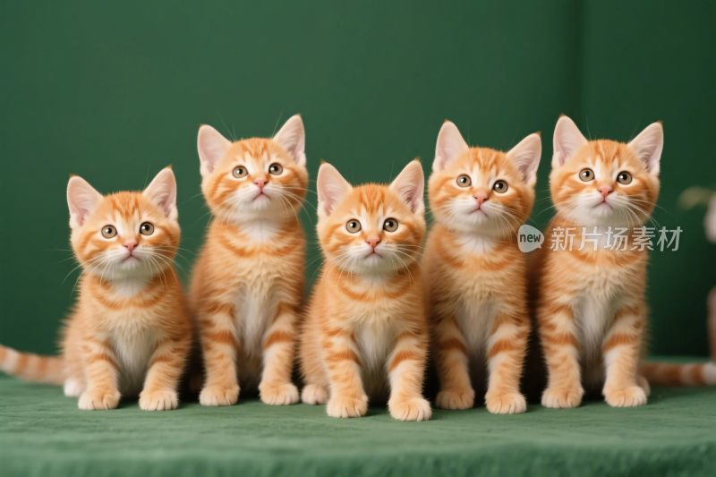 五只橘猫并排图