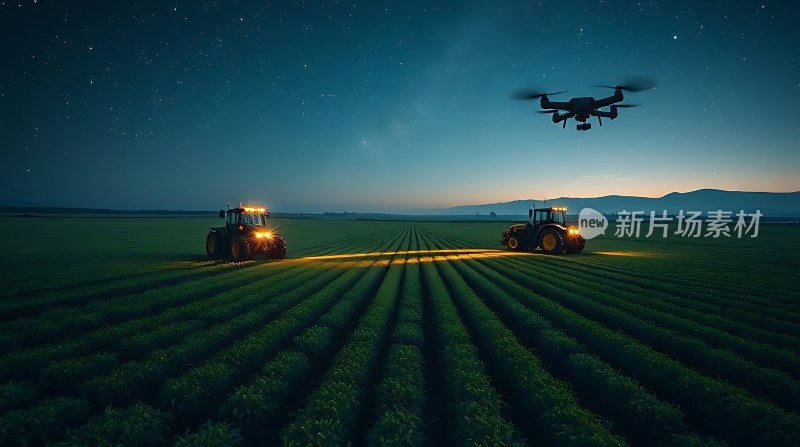 科技助力农业发展无人机与拖拉机共舞田野间