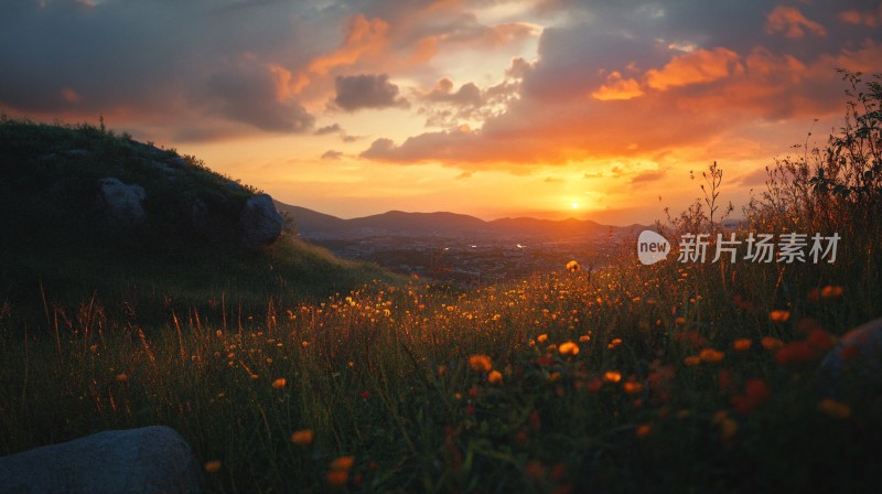 花海夕阳