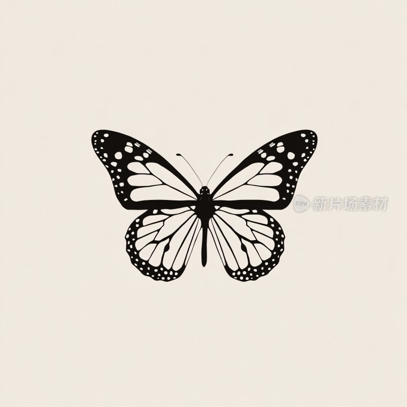 黑白蝴蝶插画图案