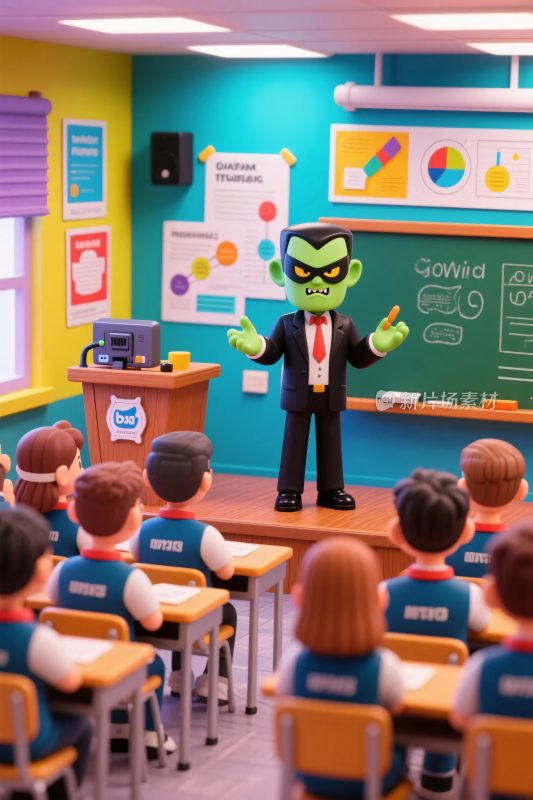 卡通教师课堂授课