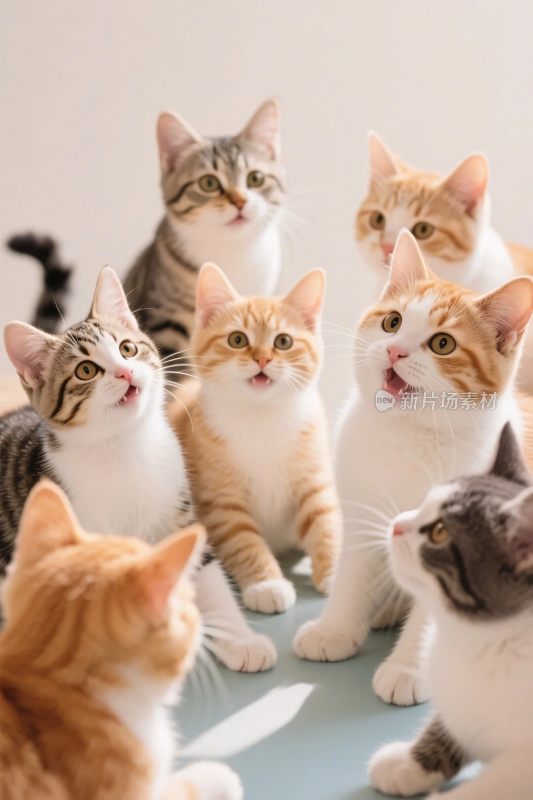 多只小猫围坐画面