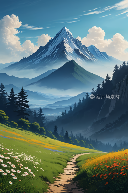 有通往山谷的小路山地景观高清风景插图片