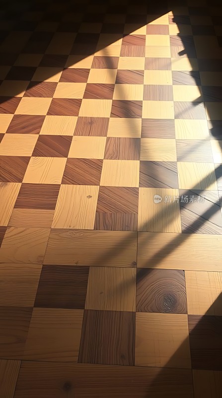 阳光下的木地板拼图