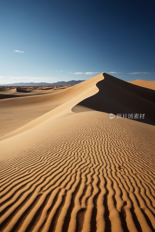 沙漠中的沙丘蔚蓝的天空高清图片