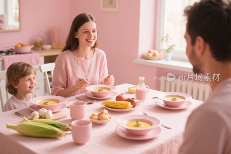 温馨家庭用餐场景