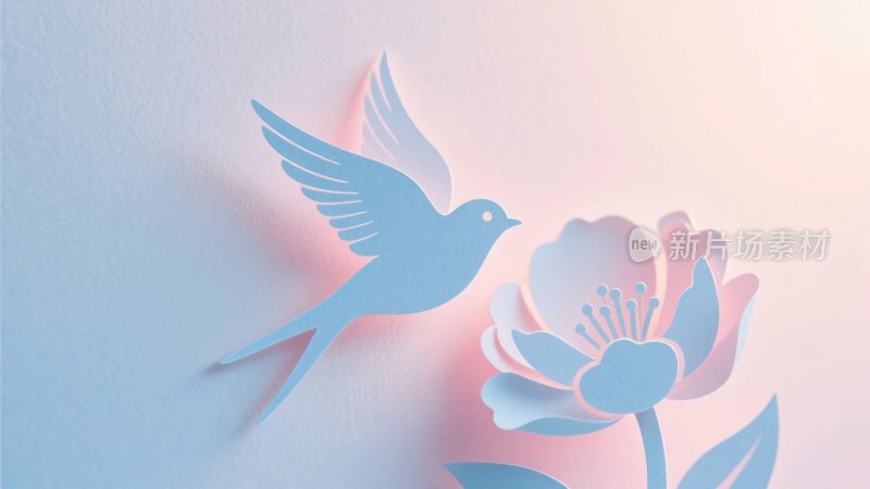 剪纸风格花鸟插画