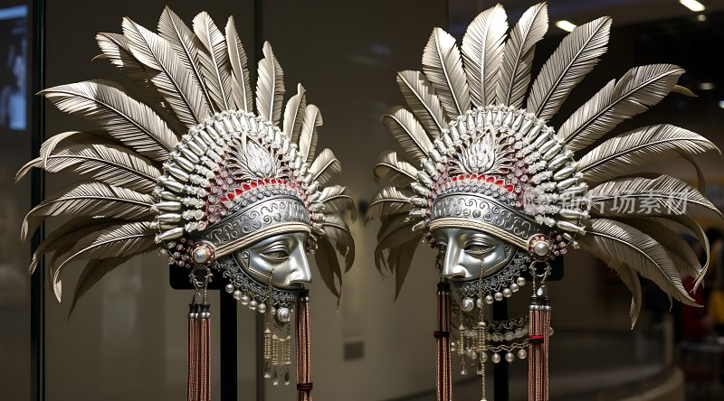 银色羽毛头饰展示