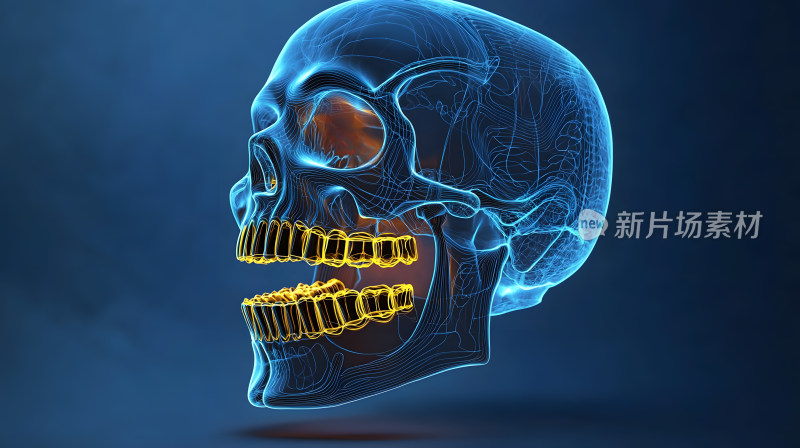 人类头骨与牙齿结构图示