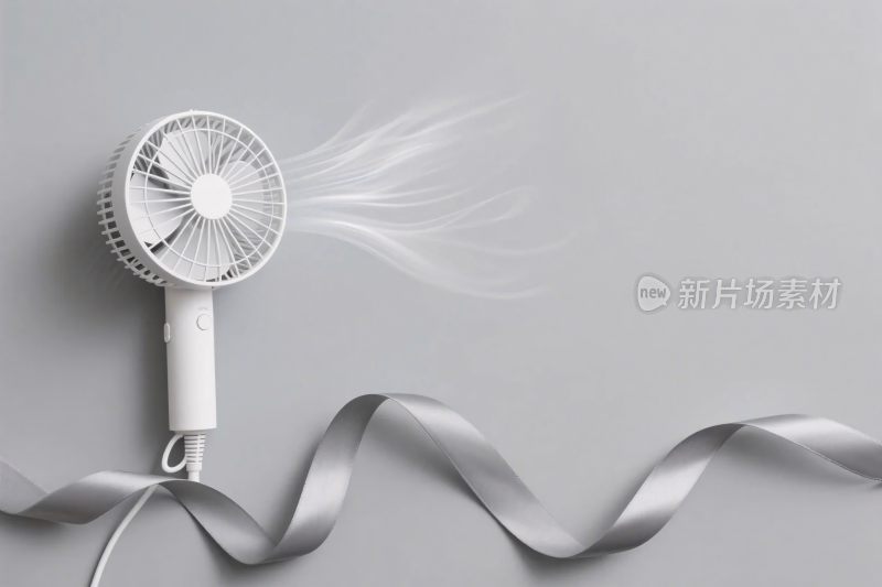白色电风扇与丝带