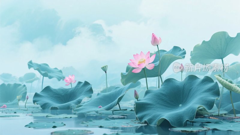 梦幻唯美的荷塘景致