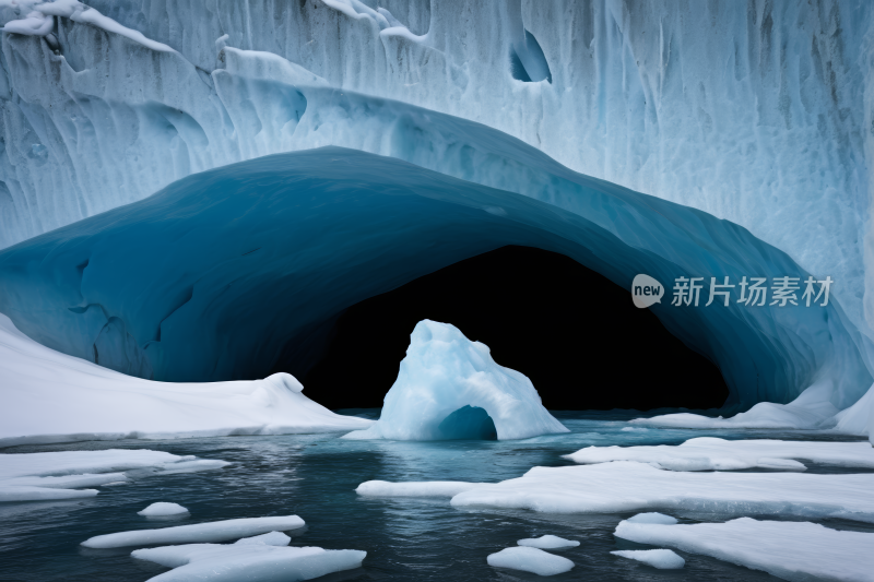 一个大冰洞里面一座小冰山风光风景图片