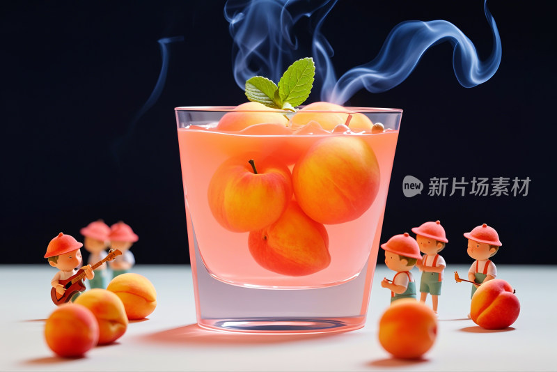 水蜜桃桃子微观摄影桃汁创意背景