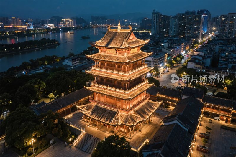 古塔夜景城市景观