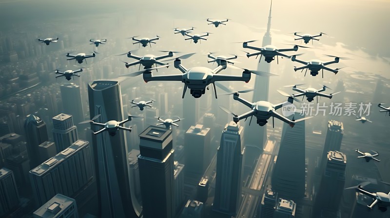 无人机编队飞越城市天际线