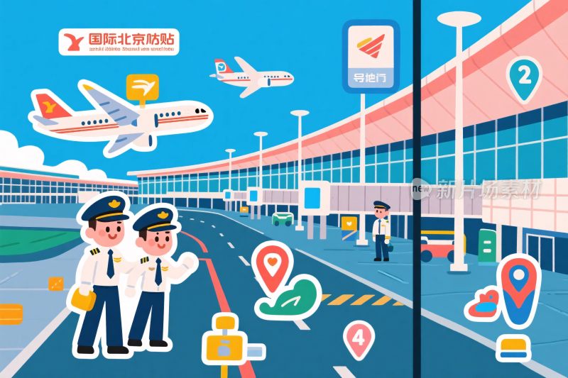 机场场景插画