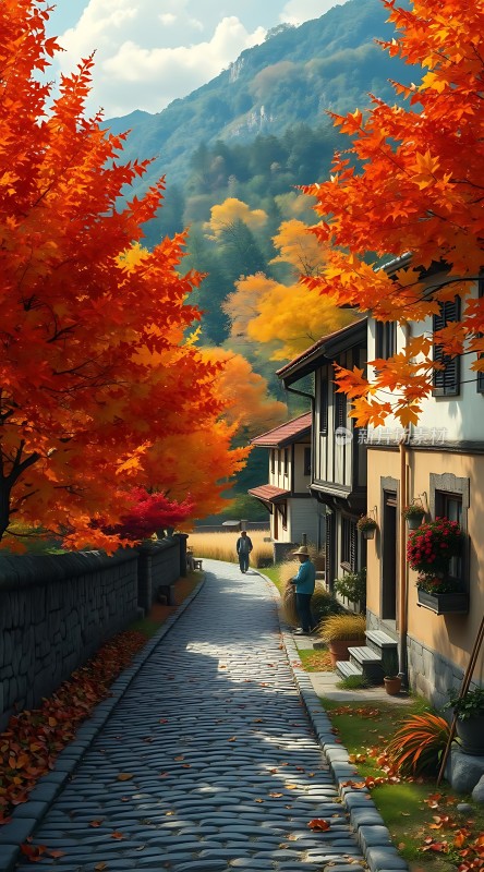 秋日暖阳下的宁静小径