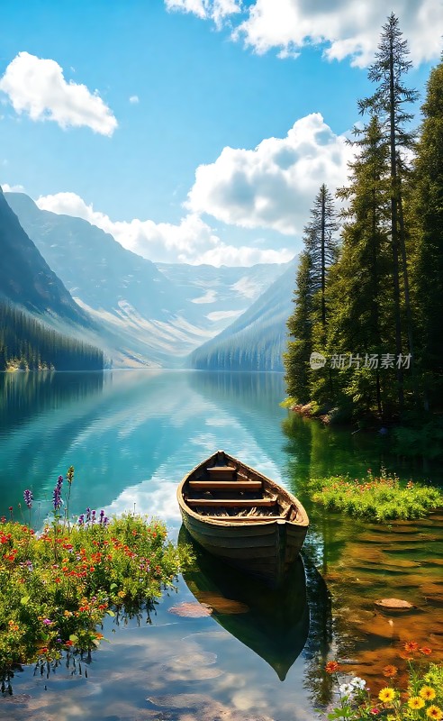 湖畔花语静谧时光