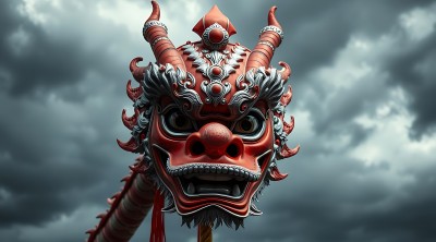 红色龙舞面具