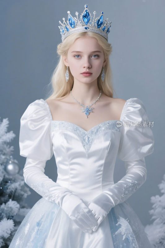 身着公主裙戴皇冠的金发女子