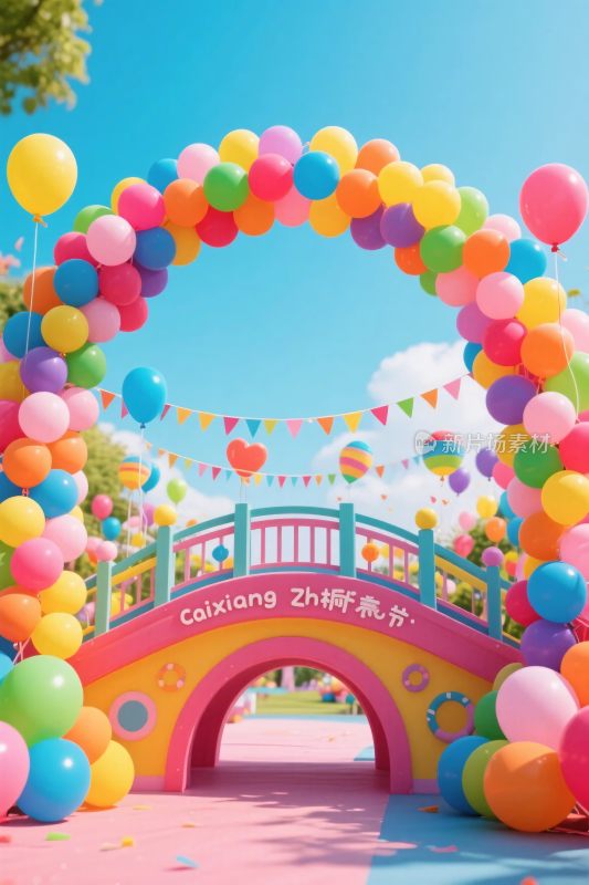 彩色气球拱门场景
