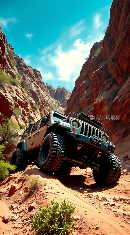 越野车穿越峡谷