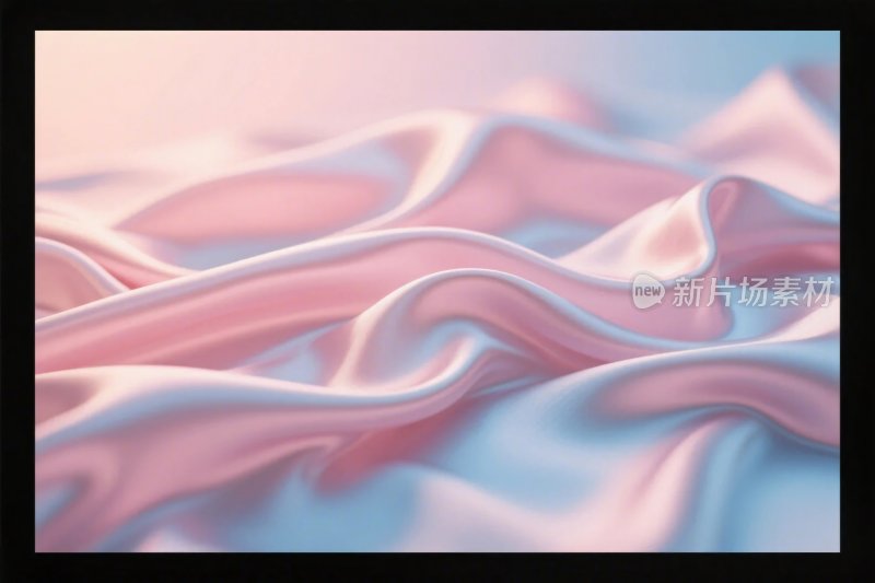 柔滑飘动的粉蓝渐变丝绸