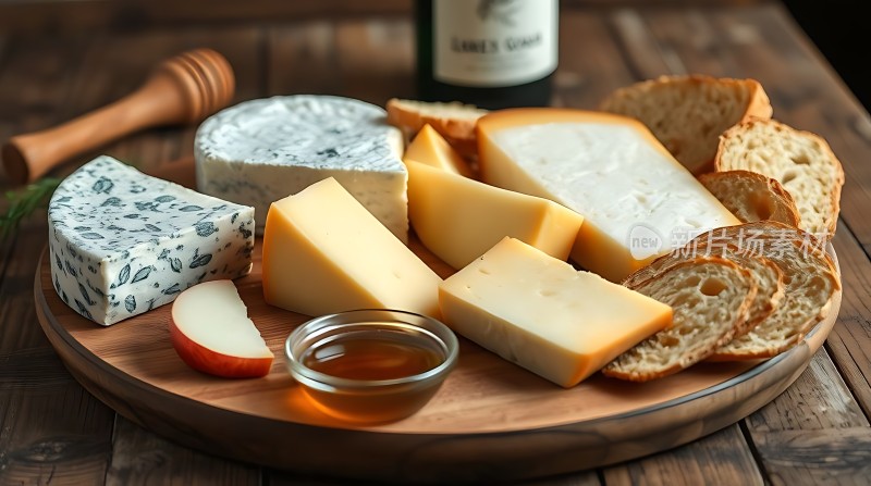 奶酪拼盘配蜂蜜和面包
