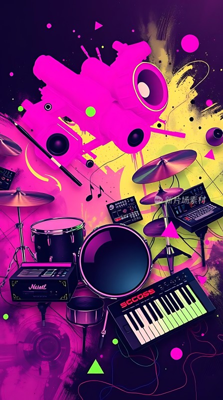 音乐风暴鼓、键盘与合成器的交响乐章