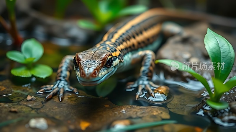 雨后小蜥蜴探出头