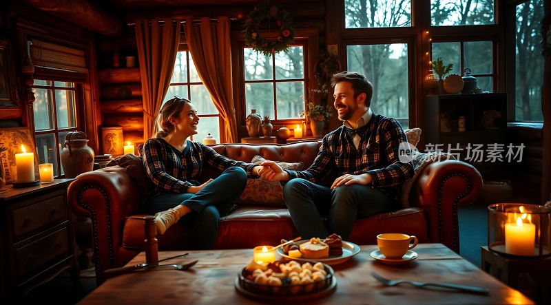 温馨烛光下甜蜜情侣共度美好时光