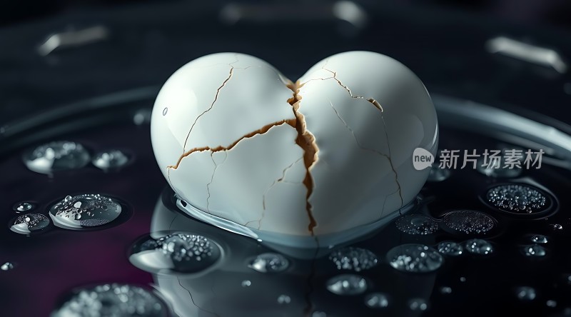 破碎的心形鸡蛋
