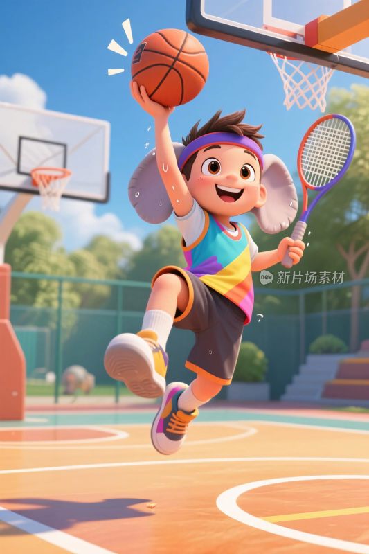 卡通篮球运动插画