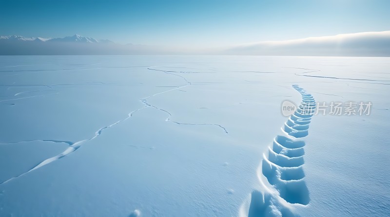 雪原上的孤独足迹