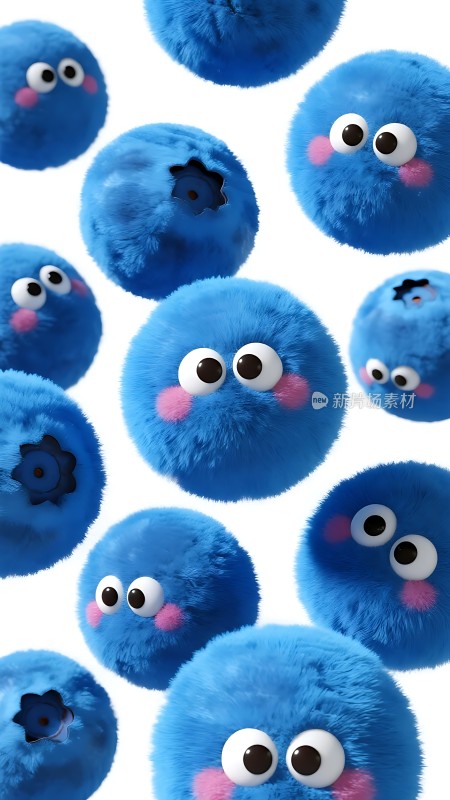 蓝色毛绒球可爱表情图集