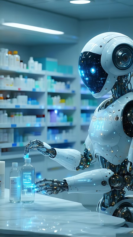 智能机器人操作药品未来科技感十足