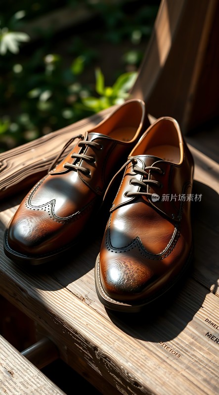 棕色皮鞋静候主人