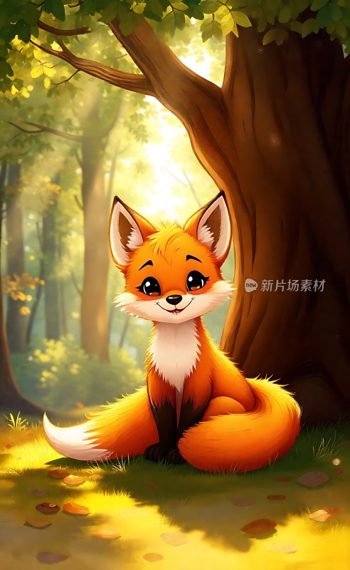 阳光下的森林小狐狸