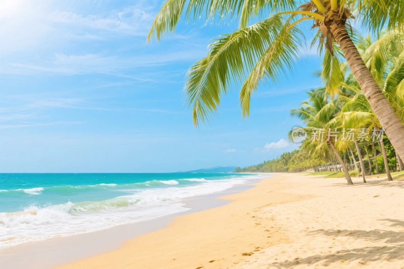 热带海滩风景插画
