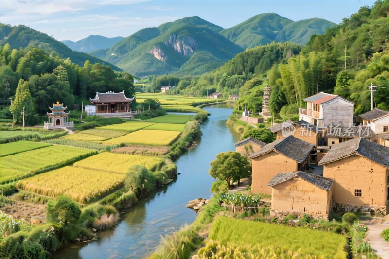 乡村山水田园风景