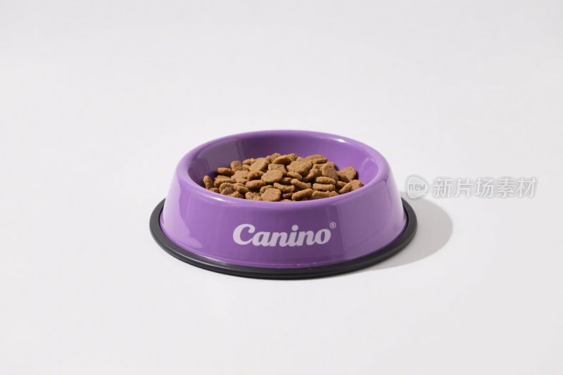 紫色宠物食盆与狗粮