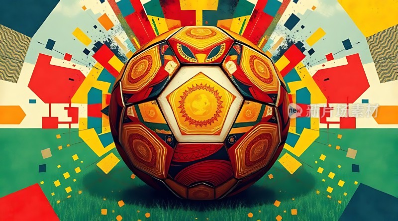 彩色足球艺术图案