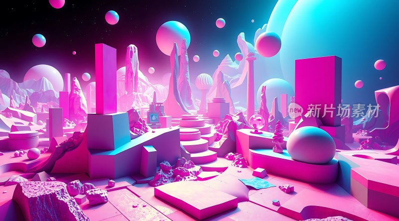 霓虹幻境未来城市与自然景观的结合