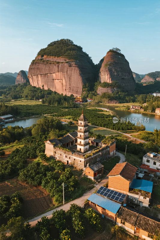 山水古建筑风景图