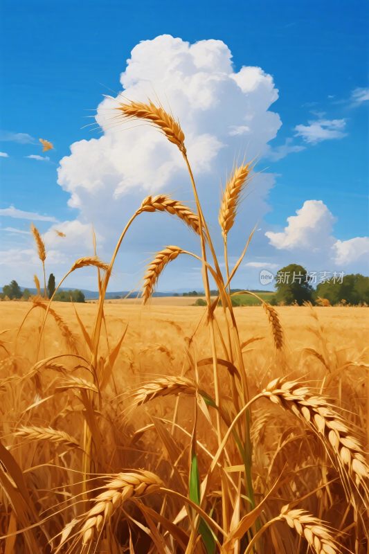 金色麦田风景插画